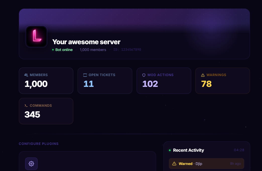 Lunova dashboard preview